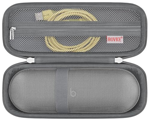BOVKE Carrying Case Compatible with Beats Pill x Kim Kardashian - Wireless Bluetooth Speaker, Beats Pill Portable Speaker Holder Bag with Extra Mesh Pocket for Charging Cables, Gray