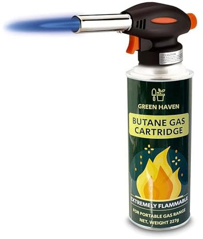 Green Haven Blow Torch for Cooking Attachment Head with 1 Gas - One-Handed Gas Torch with Adjustable Flame & Safety Lock, Fits All Butane Tanks, Ideal for Creme Brulee, Desserts, BBQ, Baking