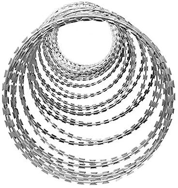 HBALDTEDC Sicherheitszäune vom Typ Concertina, Verzinkter Stacheldraht, Spiraldraht aus verzinktem Band, Gartenzaun for den Außenbereich, sicher for gewerbliche und Private Nutzung(Coil diameter30cm)