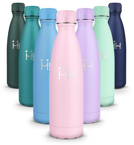 HoneyHolly Botella Termica 500ML - Botella agua Acero Inoxidable, Termo con pared Doble Aislamient, de Fugas, Cantimplora Termica para Niños, Deportiva, Gym - Conserva 12 Horas Caliente, 24 frio