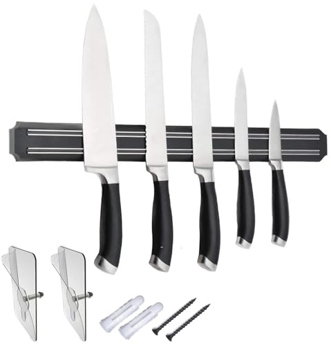 Puncools Magnetleiste Messer,38cm Messerhalter Magnetisch,Messer Magnetleiste Mit Extra Starkem Magnet Holz für Utensilien und Werkzeuge