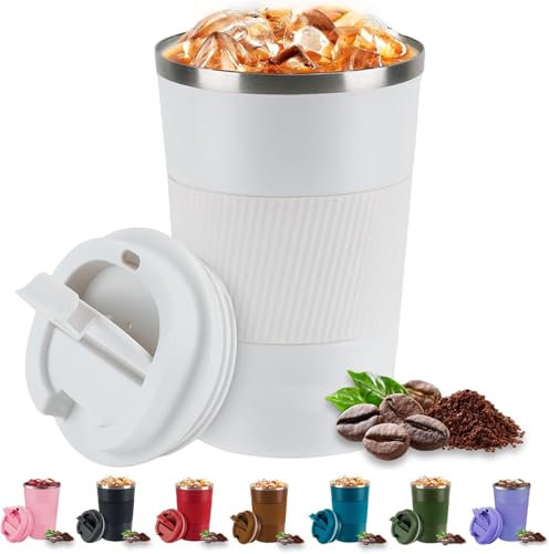 Eastrise Travel Mug,Insulated Coffee Cup with Leakproof Lid,Reusable Travel Coffee Mug,Stainless Steel Coffee Cup for Hot or Cold Drinks(White/18oz)
