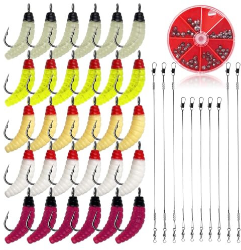 41 Pièces Kit de Peche 30 pcs Leurre Souple Plomb Peche Truite 2 Types Ligne de Peche 80 g Pêche Boîte Leurre Truite Leurre Peche Peche Truite Pêche Leurres Artificielles