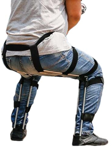 Tragbarer Stuhl verstellbar von 150 bis 160 cm aus Edelstahl mit Sitz | Unsichtbare und bis zu 150 kg belastbare Exoskelett-Sitzfläche, Angeln, Konzert, U-Bahn, Bus