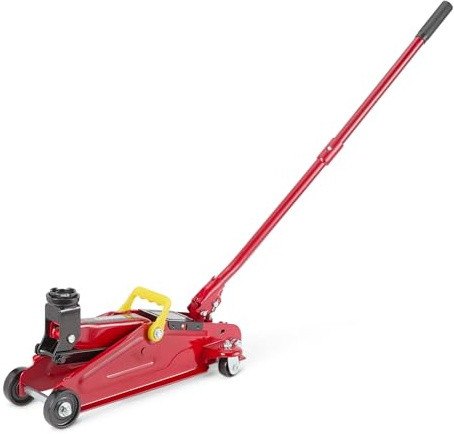 Amazon Basics Hydraulic Floor and Portable Car Jack, 2.2 Short Ton/2 Metric Tonne/2 Tonne/2000 kg Capacity, Slow Release, Red