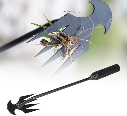Zappe da Giardino per Diserbo, Sarchiatore Manuale con Manico, Earchiatore per Erbacce Professionale, Attrezzi per Diserbo, Estirpatore Erbacce orto, Estirpatore Erbacce Manuale (Nero 27CM)