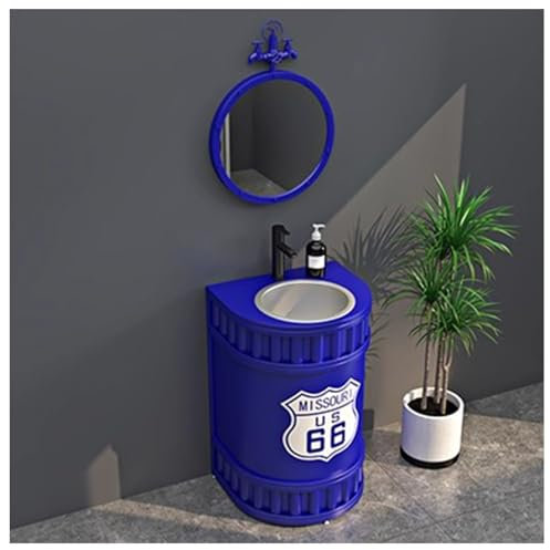 ZTGL Lavabo sur Colonne de Salle de Bain, Meuble sous Vasque Industriel, Vasque sur Pied Lavabo Salle de Bain, Lavabo à Poser Meuble sous Lavabo, Moderne Vasque Lavabo Lave Mains B3, with Mirror