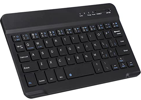 Eacam Schlanke, Leichte Kabellose -Tastatur für, Schwarz, Tastatur, Ultraschlank, Tragbar mit Stabiler Leistung, rutschfeste Textur aus Gebürstetem Metall, Mikro-Display