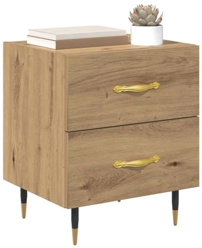 vidaXL Bedside Cabinet Artisan Oak 40 x 35 x 47.5 cm Engineered Wood, Rustic Nightstand, Wooden Bedside Cabinet, Small Storage Table For Bedroom Side, Engineered Wood Night