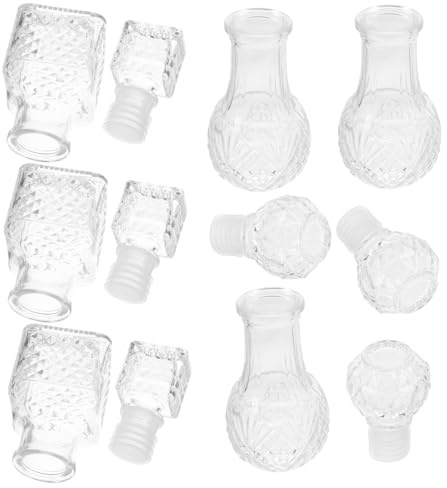 PENIKOKO 6 pièces Bouteilles à Vin Transparentes pour Whisky et Liqueur Décanteur Élégant Verre pour Mariage et Occasions Festives Design Créatif pour Conservation et Aération