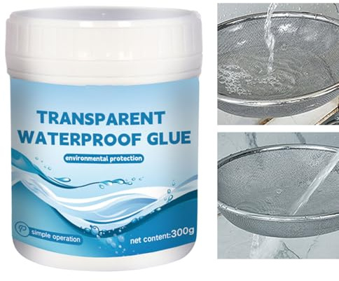 Colle Étanche pour Douche - 300g Scellant Transparent pour Revêtement de Carrelage de Salle de Bain | Agent Anti-Fuites Colle Réparatrice avec Gants et Pinceau pour Toitures Jardin Intérieur et Extéri