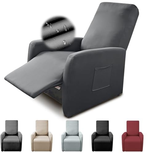 LOMUG 1-Sitzer Sessel Überzug, All-Inclusive Sesselschoner für Relaxsessel | Sesselbezuge Stretch mit Taschen, Wasserdicht Sesselauflage für Fernsehsessel Relaxsessel Sesselhusse, Sessel Bezug Sofabezug