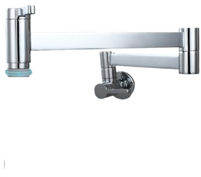 Dehnbarer Schwenkarm-Waschhahn, Wandmontage, klappbarer Küchen-Einzel-Kaltspülbecken-Messinghahn, drehbarer Doppelgelenk-Auslauf Kommerziell(Chrome Type B)