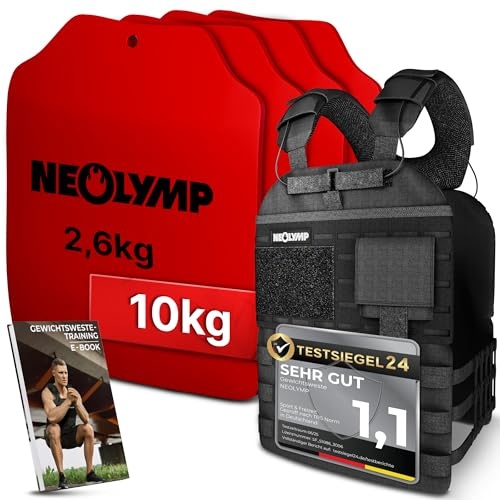 NEOLYMP Gewichtsweste – Unisex Weighted Vest – Plattenträger Weste mit Tasche – Kein Verrutschen – Atmungsaktiv & Verstellbar – Calisthenics Equipment – Weight Vest (Gewichtsweste | 10 KG)