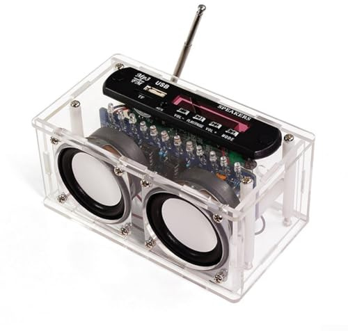 Lötübungs-Set, DIY-FM-Radio-Lautsprecher-Kit mit LED-Anzeige, Fernbedienung, 5-V-Netzteil, DAB-Tuner-Technologie, 2 x 3 W Ausgang, für pädagogische Lötprojekte