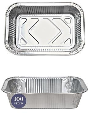 Inoverse Aluschalen mit Deckel 887 ml 100 Stück, 21,7x11,2x5,4 cm stabil | rechteckig, Grillschalen, Aluschalen Grill, Fettauffangschalen für Gasgrill, für Backofen, Meal Prep, Transport, Aufbewahrung