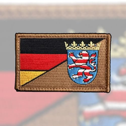 Bundesländer Flaggen Patch Set 8x5 cm farbig gestickt, mit Klett + Flausch – Deutschland Länder Abzeichen Badge Patrioten Bundeswehr Cap, Rucksack, Jacke, Weste, Helm Hessen