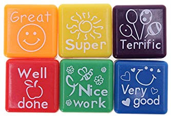 HENGSONG 6pcs Schule Lehrer Familien Stempel Aufkleber Selbstfärbestempels Lob Belohnung Briefmarken
