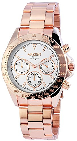 Akzent Herrenuhr mit Edelstahlarmband im Chronolook