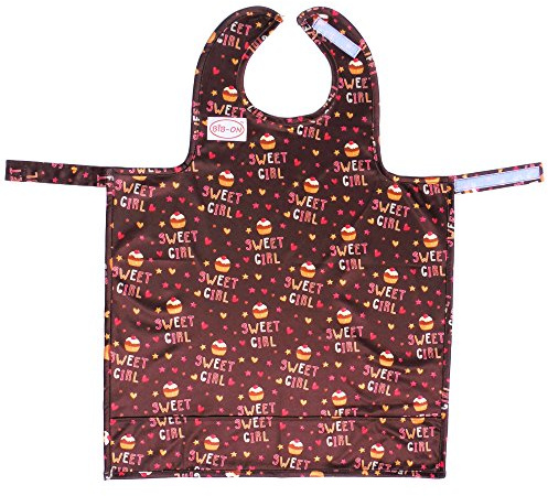 BIB-ON, A New, Full-Coverage Bib and Apron Combination for Infant, Baby, Toddler Ages 0-4. (Sweet Girl Cupcakes)