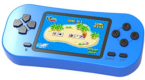ZHISHAN Handheld Spielkonsole für Kinder Eingebaute 218 Klassische Retro Elektronisches Video Spiele 2.5 LCD 3,5 MM Kopfhöreranschluss Wiederaufladbar Arcade (Blau)