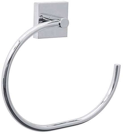 tesa EKKRO Handtuchring, verchromt - Handtuchhalter-Ring oval - zur Wandbefestigung ohne Bohren, inkl. Klebelösung - 195mm x 175mm x 45mm