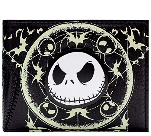 Nightmare Before Christmas The Pumpkin King Jack Badge Portefeuille Bi-Fold Porte-Carte d'Identité & Porte-Carte, Noir