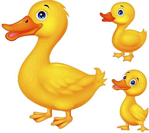 kleberio Aufkleber Sticker Ente mit Kindern selbstklebend Autoaufkleber Sticker für Kinder Bild Dekoration Set Car Wohnwagen wetterfest 12 x 10 cm