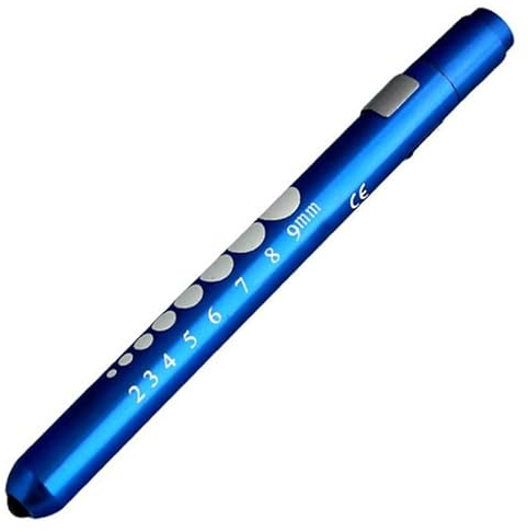 BE-TOOL Mini linterna LED reutilizable para el hogar, al aire libre, médico, enfermera, EMT (azul, 1 unidad)