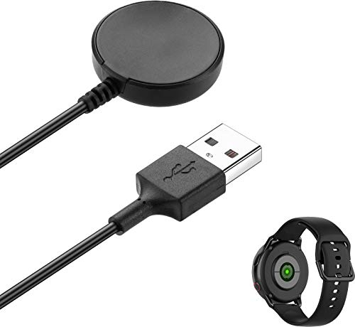 RuenTech Ladestation Kompatibel mit Samsung Galaxy Watch Active 2 40mm 44mm/Samsung Galaxy Watch 3 41mm 45mm Ladekabel Ladegerät Ständer (Black-1)