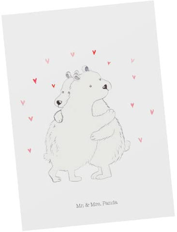 Mr. & Mrs. Panda Postkarte Eisbär Umarmen - Geschenk, Grußkarte, Einladung, Einladung Geburtstag, Gute Laune, Tiere, Geburtstagskarte, lustige