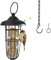 Super Idee Meisenknödelhalter zum Aufhängen mit Hängende Kette Edelstahl Vogelfutterstation Futterspender mit Dach für Wildvögel Futtersäule für Meisenknödel ohne Netz Vögel Futterhäuschen Futtersilo