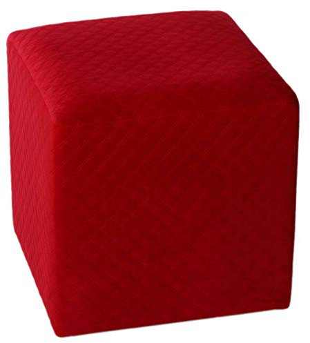 Cortesi Home Sooki Cube Ottomane aus rotem Samt, 38,1 cm
