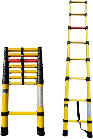 Teleskopleiter Leiter Treppenleiter Fiberglas Verlängerungsleiter Nicht Leitend, Schwerlast 2m / 3m / 4m Hoch Leicht Teleskopleitern mit Fingerschutz, Laden Sie 150 Kg (Size : 3m/9.8ft)