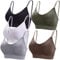 BQTQ 5 Pieces Camisole Bras for Women V Neck Camisole Bralettes Seamless Sleeping Bra with Straps and Removable Pads for Women Girls (Brown, White, Black, Dark Olive, Gray, XXL)
