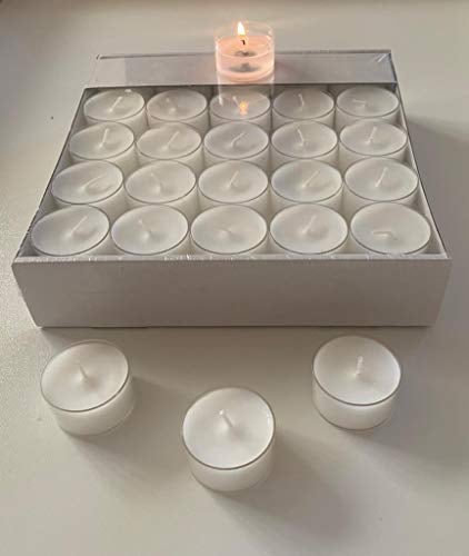 LogumKlosterLys Dänisch Nightlights, Teelichter in transparenter Kunststoffhülle, Dauerbrenner mit Einer Brenndauer 7+/-, ohne Duft, Pack à 50 Stück weiß