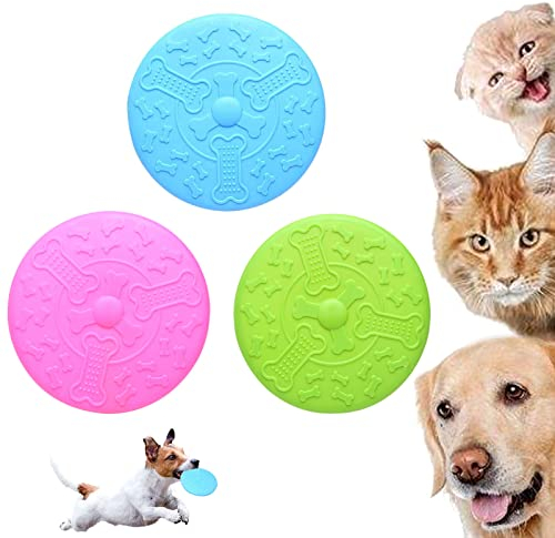 3 Stück Hunde Fliegende Scheiben Hundespielzeug ​Scheiben Spielzeug Frisbee Hunde Scheiben Outdoor-Spielzeug Hunde Scheiben Naturkautschuk Hunde ​Scheiben Für Hunde Hundetraining Werfen Fangen Spiele