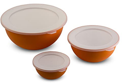 Omada Design, 3 Contenitori Alimenti, Insalatiere con Coperchio (0,5 Lt - 1,5 Lt - 3,5 Lt) Leggere, Resistenti, Antibatteriche, Linea Sanaliving