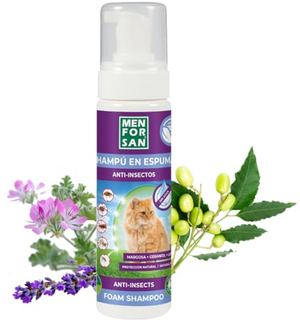 MENFORSAN Champú en Espuma Anti-Insectos para Gatos, Cítrico, Multicolor, 200 ml