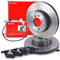 BREMBO XTRA LINE Bremsenset Vorderachse inkl. Gelochte Sport-Bremsscheiben Vorne Ø 324 mm Belüftet und Bremsbeläge Vorne + Verschleißkontakt, Kompatibel mit BMW 5er (E60) (E61), 6 (E63) (E64)