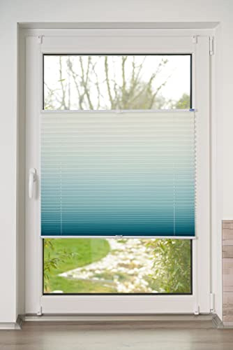 K-Home® Klemmfix-Plissee Farbverlauf Petrol B45 x H210 cm