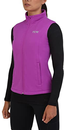 TCA Damen Flyweight winddichte Lauf- und Fahrradweste mit Reißverschlusstaschen - Lila, M