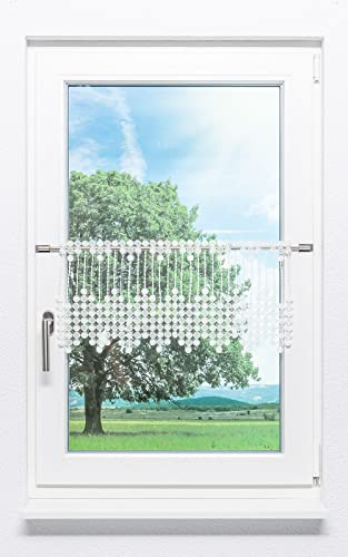 Plauener Spitze Scheibengardine Pearl (Bx H) 56cm * 30cm weiß