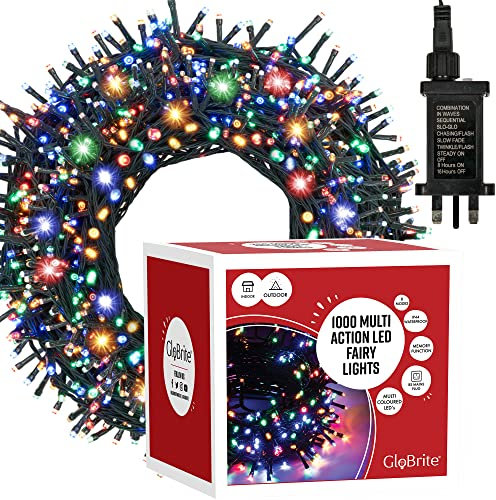 GloBrite 1000 LED Fairy Lights - Versatile Christmas Lights with 8 Modes, Outdoor Fairy Lights, Christmas Tree Lights and Christmas Decorations - Waterproof Christmas Lights Outdoor - Multi-Coloured