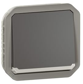 LEGRAND, Plexo 069802L Interrupteur va-et-vient monobloc pour pièces humides avec fonction de contrôle, voyant indicateur intégré, 10 A, 250 V, IP55 - IK07, couleur : anthracite