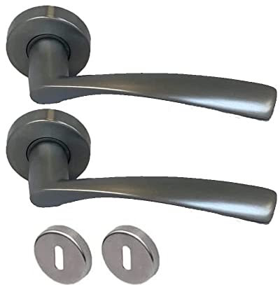 bricoleva.it Maniglie Porta Interna in Cromo Satinato Disponibile in più Varianti vendute in coppia - Maniglia Tonda Cromo Satinata per Porte (Sandy)