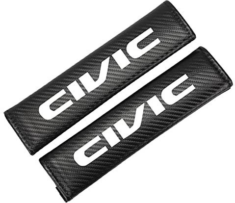 2 Stück Auto Kohlefaser Gurtpolster, für Hon-da Civic Weiches Bequem Langlebig Sicherheitsgurt Schulterpolster Komfort Schulterschutz,Black