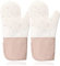 Aoipend Silicone Oven Glove, Non-Slip and Heat Resistant Kitchen Oven Mitts Set Hot Mitts with Soft Cotton Lining for BBQ, Baking, Cooking and Grilling-Milky White