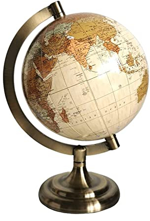 ZAJ Antiker Globus Kreativer englischer Retro-Globus mit antikbeschichtetem Sockel aus Druckguss Vintage-Deko-Desktop-Globus für Wohnkultur und Büro