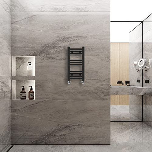 Warmehaus Straight Heated Towel Rail Radiator Ladder Black 600x300mm Central Heating Radiators for Bathroom Kitchen